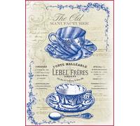 Paper Moon - Italian Made Decoupage Rice Paper x 1 sheet A4 - Vintage Teacups
