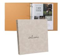 Paper 'n Such Welcome Binder for Short Term Rentals - Grey Faux Leather 3 Ring Folder for Airbnb, Vacation Home, House Manual & Guest Information - Letter Size