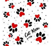 Paper Napkins 33 x 33 cm 3-Ply Pack of 20 Cat Mom Motif - High-Quality & Sustainable - Disposable - Paper Napkins for Cat Lovers Party Catering Everyday Life - Cat Paws and Hearts