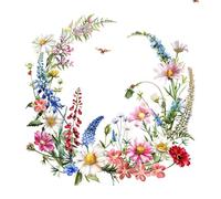 Paper Napkins 33 x 33 cm 3-Ply Pack of 20 - High-Quality & Sustainable - Disposable Motif Napkins Birthday Napkins - Summer Flowers Motif Paper Napkins for Party Everyday Use