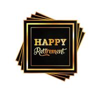 Paper Napkins Disposable, 60PCS Decorative Black Golden Happy Retirement Printed Dinner/Lunch Napkins for Retirement Party Celebrations, Table Decor. 2-Ply, Folded 6.5 x 6.5 In.