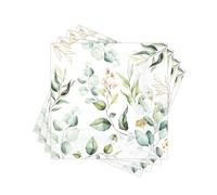 Paper Napkins Disposable, 60PCS Decorative Watercolor Eucalyptus Golden Floral Printed Dinner/Lunch Napkins for Wedding Bridal Shower, Party, Table Decor. 2-Ply, Folded 6.5 x 6.5 In.
