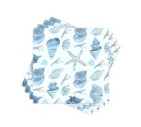 Paper Napkins Disposable Decorative Coastal Seashells Nautical Starfish Dinner/Lunch Napkins for Party, Table, Home Decor. 60PCS, 2-Ply, Folded 6.5 x 6.5 In.