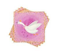 Paper Napkins Disposable Decorative Pink Swan Princess Printed Dinner/Lunch Napkins for Party, Home Table Decor. 100PCS, 2-Ply, Folded 6.5 x 6.5 In.