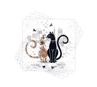 Paper Napkins Disposable, Decorative Romantic Cat Couple Dinner Napkins for Wedding, Anniversary & Love Themed Party, Table, Home Decor. 60PCS, 3-Ply, Folded 6.5 x 6.5 In.