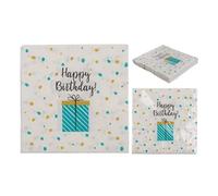 Paper Napkins, Happy Birthday, Pack of 20 33cm x33cm Blue and Gold