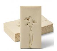 Paper Napkins | Linen Feel Guest Disposable Cloth Like Dinner Napkins | Hand Towels | Soft, Absorbent, Paper Hand Napkins for Kitchen, Bathroom, Parties, Weddings, Dinners (Gold Foil Floral (Beige))