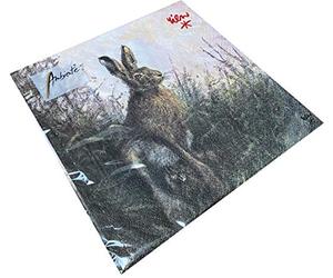 Paper Napkins Portrait of Hare Rabbit Lunch Party Approx. 33 x 33 cm Autumn Winter Christmas