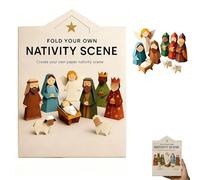 Paper Nativity Scene,Christmas Origami Craft Set with Jesus Angel & Animal,DIY Paper Craft Nativity Scene kit,Nativity Scene Christmas Origami Set with Jesus, a Fun Christmas Gift-A