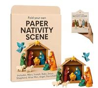 Paper Nativity Scene,Christmas Origami Craft Set with Jesus Angel & Animal,DIY Paper Craft Nativity Scene kit,Nativity Scene Christmas Origami Set with Jesus, a Fun Christmas Gift-B