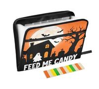 Paper Organizer Folder 13 Pockets A4 Letter Size with Zipper Closure for Business Cartoon Halloween Feed Me Candy carpeta de