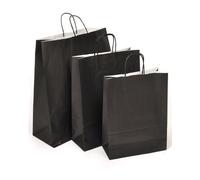 Paper Party Bags With Twisted Handles - 18 cm (W) x 20 cm (H) x 8 cm (D) black
