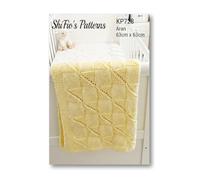Paper Pattern ShiFio's Patterns KP728 Aran Baby Blanket Knitting Pattern, Textured Checkerboard Design with Diagonal Lace, 63cm x 63cm
