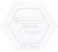 Paper Pieces ACRHEX100 Acrylic Fabric Cutting 1in Hexagon Template