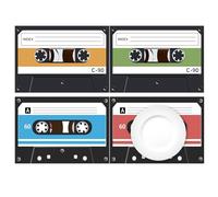 Paper Placemats Disposable 60 Pack Cassette Placemats 16x 11 Inch 70s 80s 90s Cassette Hip Hop Paper Table Mats for Birthday Party Home Kitchen Table Decoration
