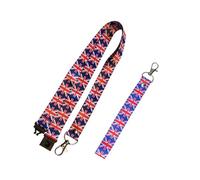 PAPER PLANE LONDON Union Jack Lanyard Key tag SET - Keyring Luggage Tag Zipper Pull Bag UK GB Great Britain