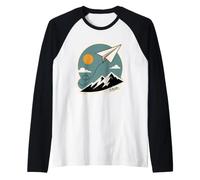 Paper Plane Mountain Nature Adventures Travel Art Raglan Baseball Tee