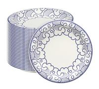 Paper Plates 10 Inch, 30 Pack Blue Porcelain Pattern Disposable Plates
