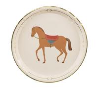 Paper Plates with Horse Motif, Colour Mix with Elements in Shiny Gold Print, Diameter Approx. 23 cm (1 Pack of 6)
