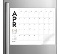 Paper Play Black & Beige Horizontal Magnetic Calendar -18 Months Calendar January 2025 to June 2026, 11x13.5 Inches - 2025 Fridge Calendar Modern Design with Notes Section
