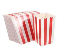Paper Popcorn Boxes and Chicken Nugget Holders, Red and White Striped 85X70X140Mm, Food-Grade Paper Snack Containers for Movie Nights and Parties, 25Pcs