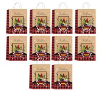 Paper Pouch - Ten Piece Holiday Component, Christmas Favor Packaging, Expanded Base Stability Attribute, Foldable Construction Function, Ideal for Family & Friends, 21x15x8cm