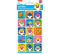 Paper Projects 01.70.12.052 Baby Shark Sparkly Reward Stickers | Official Licensed Product | Reusable on Non-Porous Surfaces, White, 19.5cm x 9.5cm