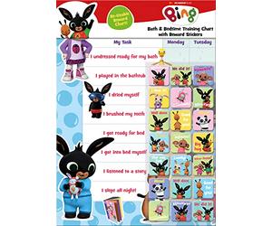 Paper Projects CBeebies Bing Splashy Bath and Bedtime Reward Chart | Includes 56 Sparkly Stickers | Colourful Chart is Wipe-Clean