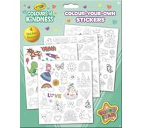 Paper Projects Crayola Colour-Your-Own Stickers in Cardboard Wallet | Colours of Kindness Range | Includes 4 sheets of stickers for Decoration and Scrapbooking | Age 3+ | Boys and Girls