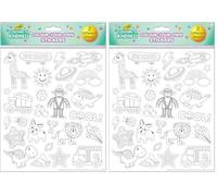 Paper Projects Crayola Colour Your Own Stickers | Includes 2 sheets of stickers | Perfect for Decoration and Scrapbooking, Cool Time (Pack of 2)