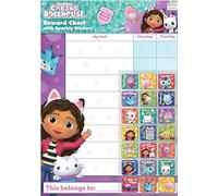 Paper Projects Gabby's Dollhouse Everyday Reward Chart | Includes 56 Sparkly Stickers | Colourful Chart is Wipe-Clean, 29.7cm x 42cm, Mulitcoloured