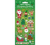 Paper Projects Santa's Workshop Sparkly Reusable Christmas Stickers | Perfect for Stockings and Decorating Cards and Presents | Reusable on Non-Porous Surfaces
