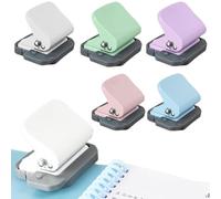 Paper Puncher 6 Hole Punch with 6 Sheets Handheld Hole Puncher Round Hole Puncher for Office and Home Supplies Clipboard Handbook white