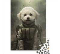 Paper Puzzle 1000 Pieces Bichon Frise Soldier Jigsaw Creative Rectangular Puzzle Great Jigsaw Puzzle For Adults 1000pcs (38x26cm)