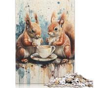 Paper Puzzle 1000 Pieces Cute Squirrel Watercolor Jigsaw Creative Rectangular Puzzle Great Jigsaw Puzzle For Adults 1000pcs (38x26cm)