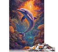 Paper Puzzle 1000 Pieces Dolphin in Space Jigsaw Creative Rectangular Puzzle Great Jigsaw Puzzle For Adults 1000pcs (38x26cm)