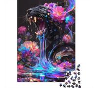 Paper Puzzle, 1000 Pieces, Floral Panther Fury_2, 52x38cm/1000pcs