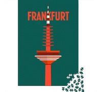 Paper Puzzle, 1000 Pieces, Frankfurt Tower Illustration, 70x50cm/1000pcs | For a puzzle gift during the festive season, this adult jigsaw puzzle with 1000 pieces suits quiet days around New Year.