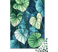 Paper Puzzle, 1000 Pieces, Green And Blue Leaf Pattern, 70x50cm/1000pcs