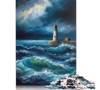 Paper Puzzle 1000 Pieces Lighthouse Painting Jigsaw Creative Rectangular Puzzle Great Jigsaw Puzzle For Adults 1000pcs (38x26cm)