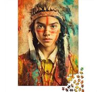 Paper Puzzle, 1000 Pieces, Native American Girl Art Print, 38x26cm/1000pcs