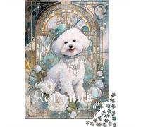 Paper Puzzle, 1000 Pieces, Romantic Bichon Frise Art Print, 52x38cm/1000pcs