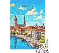 Paper Puzzle, 1000 Pieces, Sweden Malmo Travel, 38x26cm/1000pcs