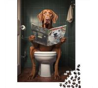 Paper Puzzle, 1000 Pieces, Vizsla on The Toilet, 38x26cm/1000pcs