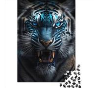 Paper Puzzle 1000 Pieces Wild Wild Tiger Blue Eyes Jigsaw Creative Rectangular Puzzle Great Jigsaw Puzzle For Adults 1000pcs (38x26cm)