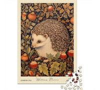 Paper Puzzle, 1000 Pieces, William Morris Hedgehog Forest, 52x38cm/1000pcs | For rainy days at home: Adult jigsaw puzzle with 1000 pieces creates a longer, more absorbing puzzle session.