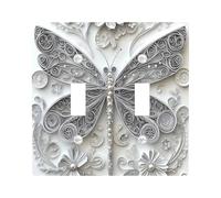 Paper Quilling Dragonfly Decorative Switch Cover Plate 2 Gang Double Toggle, 3D Modern Abstract Electrical Faceplate for Bedroom Bathroom Decor, Artistic Standard Size Switchplate
