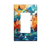 Paper Quilling Nautical Ship Decorative Light Switch Cover Plate 1 Gang Single Rocker, Psychedelic Fun Boat Electrical Faceplate for Kitchen Bathroom, Anime Switchcover Decor