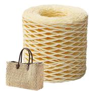Paper Raffia Twine - Crafting Wire Ribbon, Textured Natural Color Decorative, Handmade Basket Weaving Material, DIY Floral Wrapping Cord Supply | Artistic Sewing Thread for Hat Making Projects