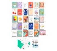Paper Rebel 30-Count All Occasion Deluxe Funny Greeting Card Bundle with Refillable Keepsake Storage Box, Envelopes, and Seals
